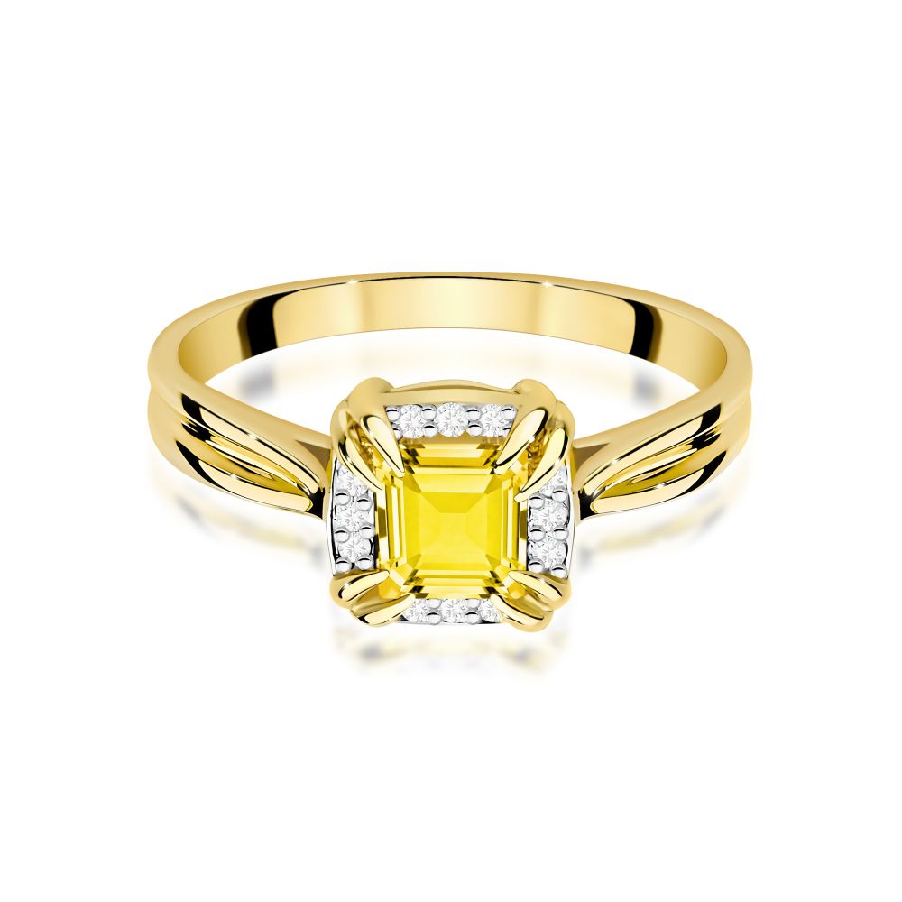 Pierścionek z żółtym diamentem laboratoryjnym 0,56 ct, żółte złoto 585