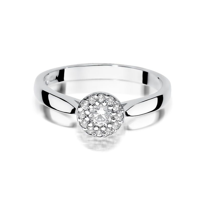 Pierścionek z brylantami 0,22 ct, białe złoto 585