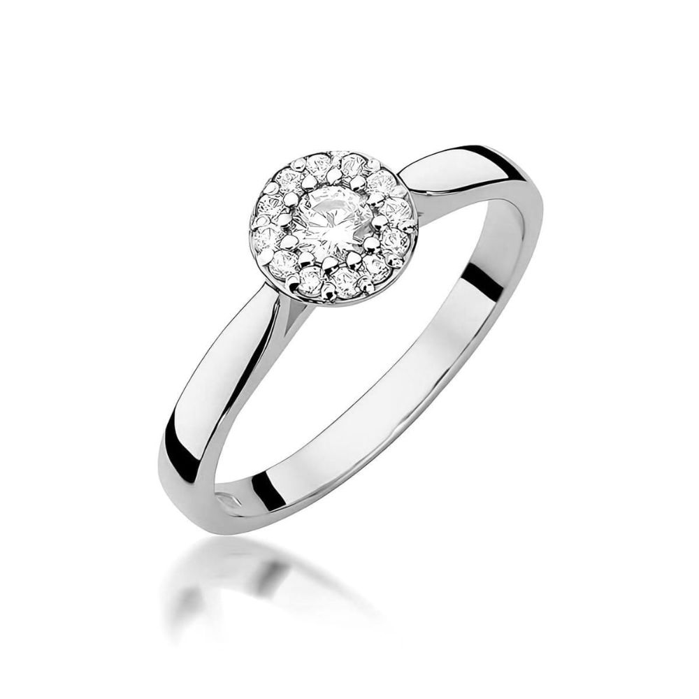 Pierścionek z diamentem laboratoryjnym 0,25 ct, białe złoto 585