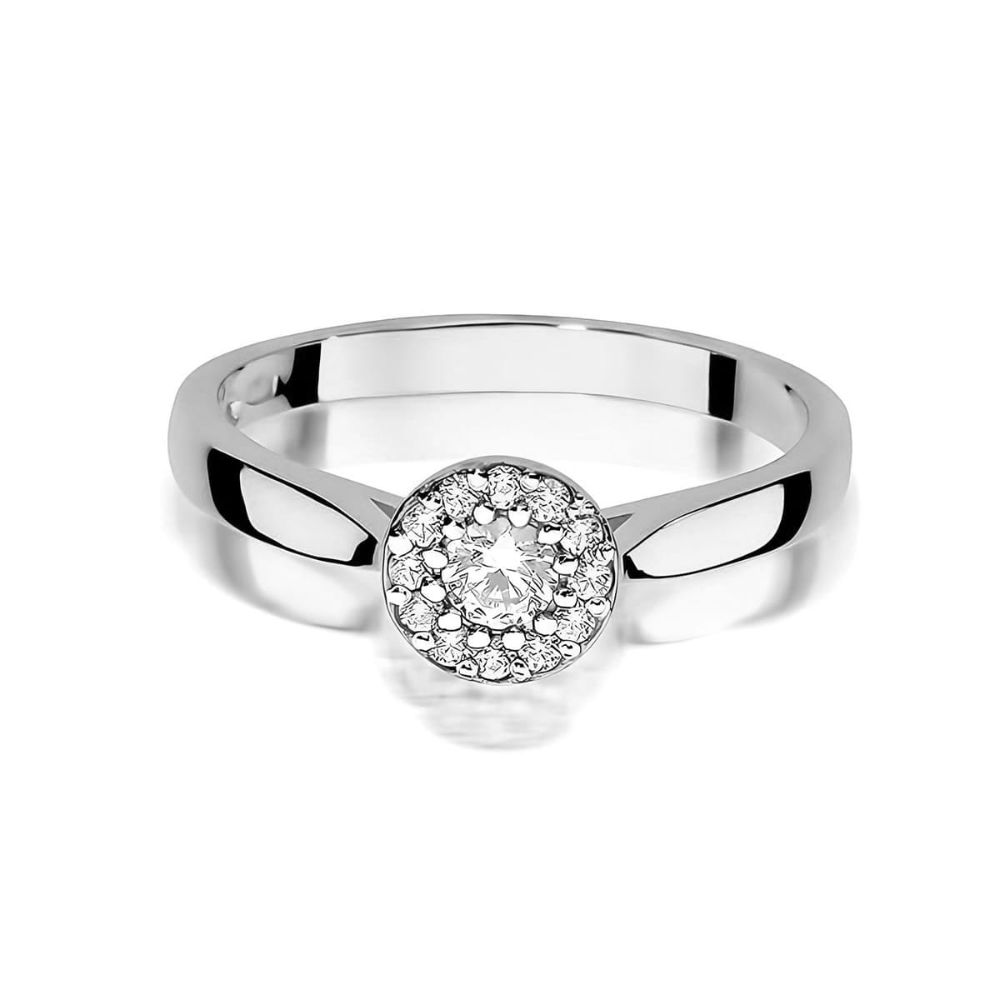 Pierścionek z diamentem laboratoryjnym 0,25 ct, białe złoto 585