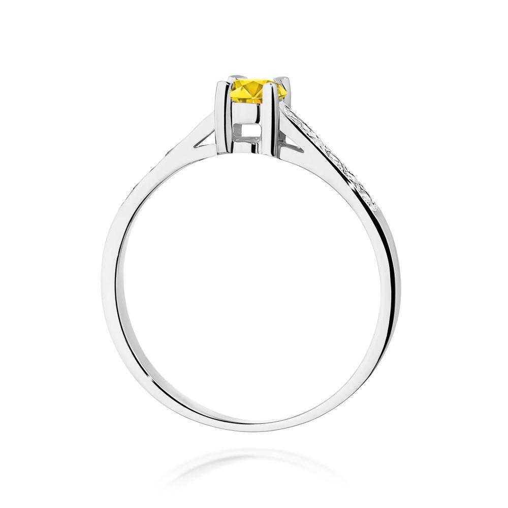 Pierścionek z żółtym diamentem laboratoryjnym 0,44 ct, białe złoto 585