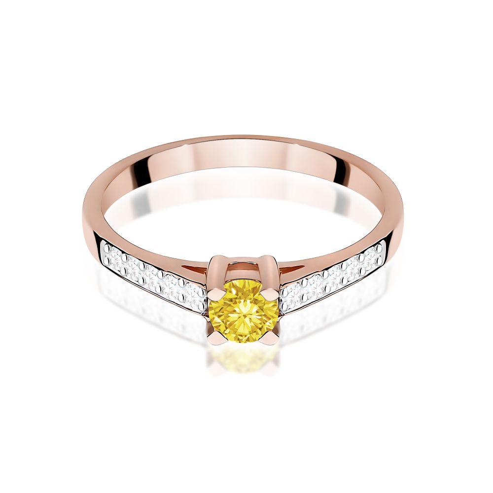 Pierścionek z żółtym diamentem laboratoryjnym 0,44 ct, różowe złoto 585