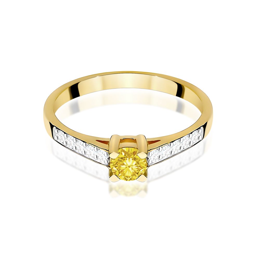 Pierścionek z żółtym diamentem laboratoryjnym 0,44 ct, żółte złoto 585