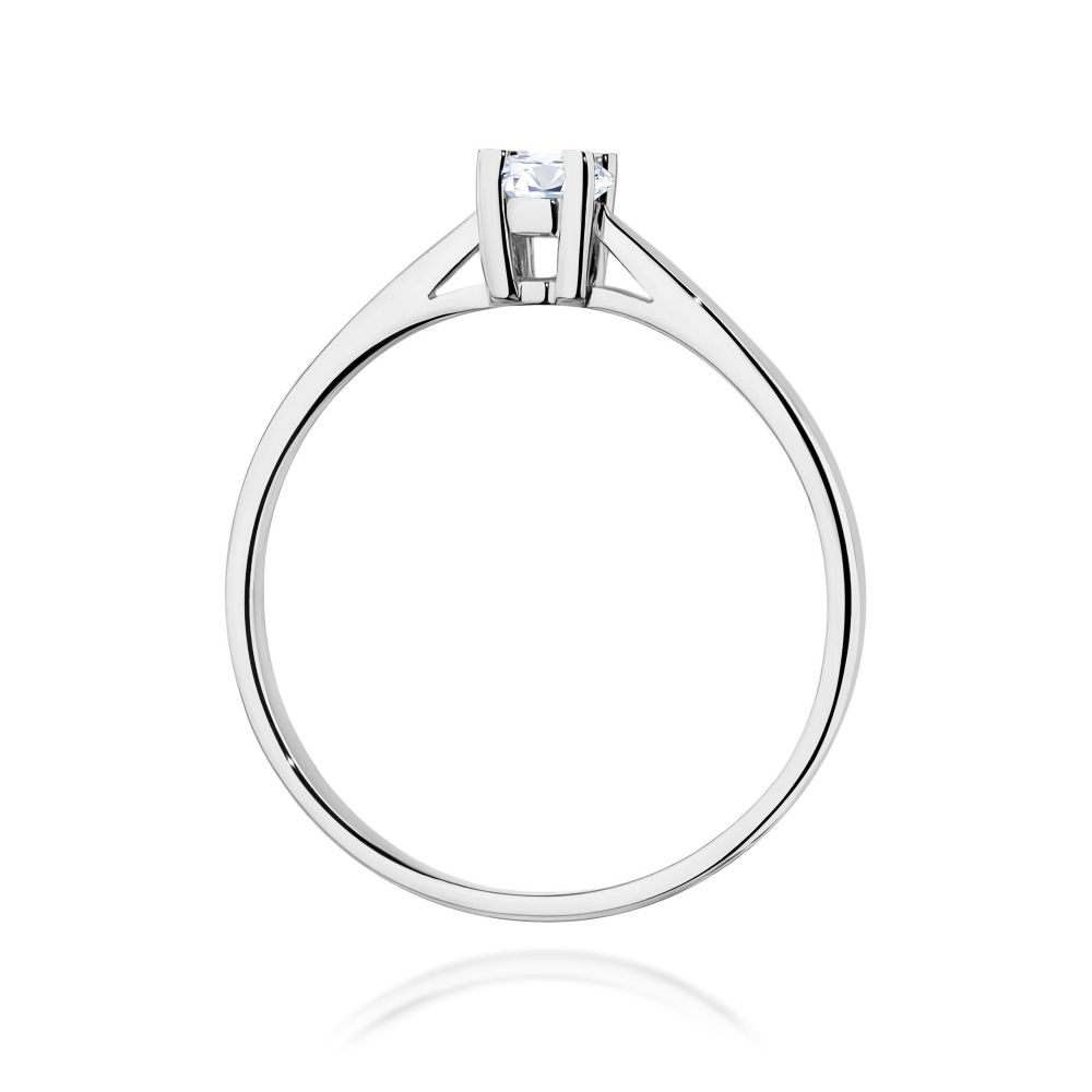 Pierścionek zaręczynowy z brylantem 0,15 ct, białe złoto 585