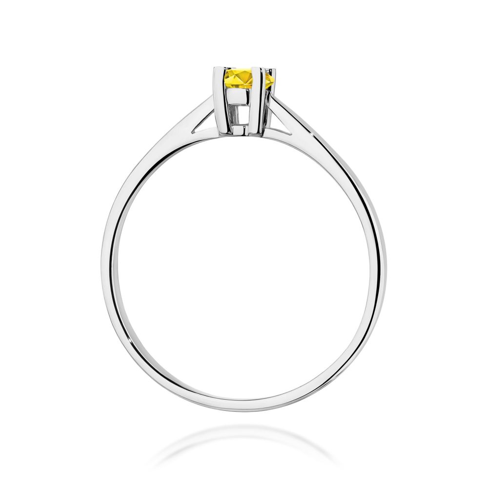 Pierścionek z żółtym diamentem laboratoryjnym 0,15 ct, białe złoto 585
