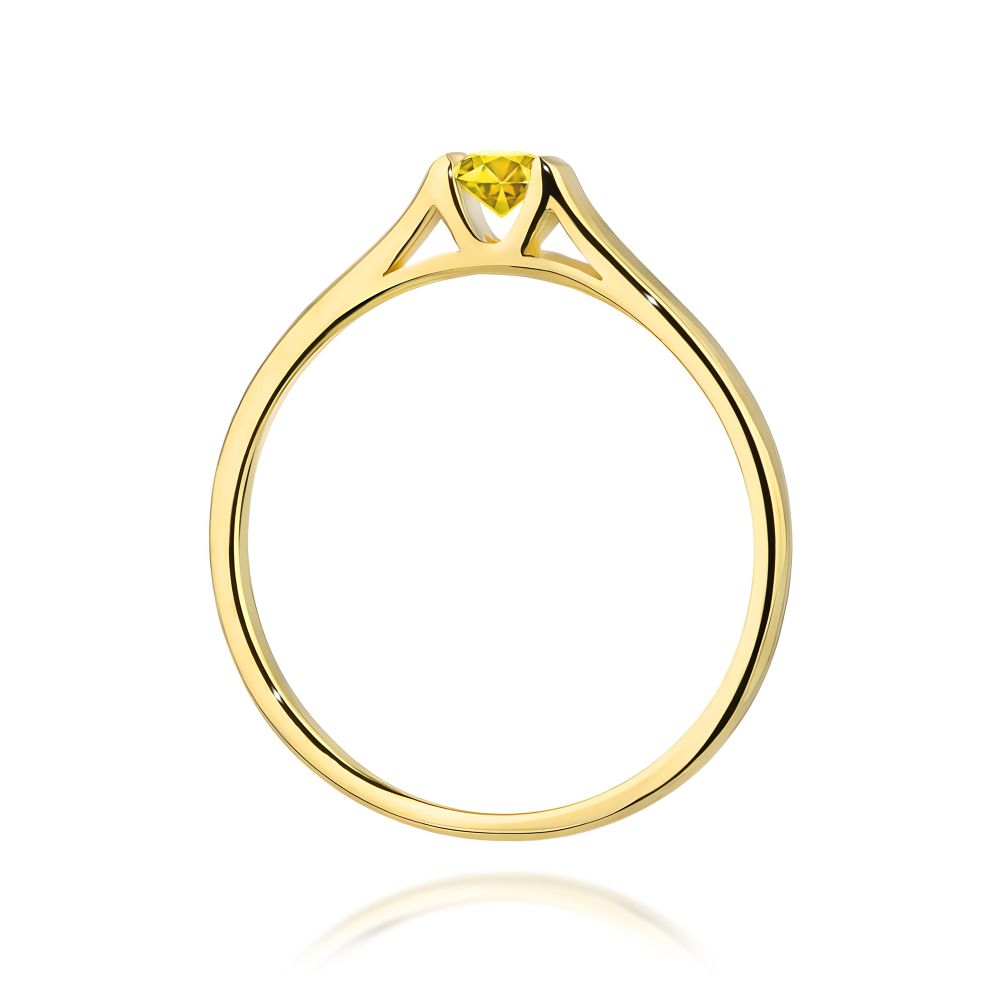 Pierścionek z żółtym diamentem laboratoryjnym 0,15 ct, żółte złoto 585