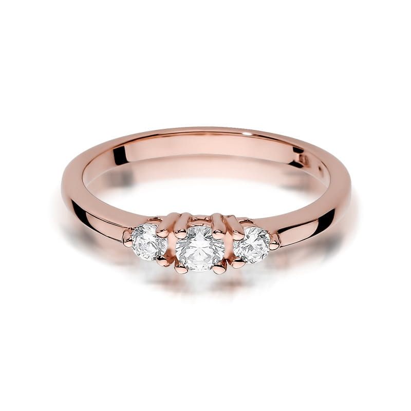 Pierścionek z brylantami 0,33 ct, różowe złoto 585