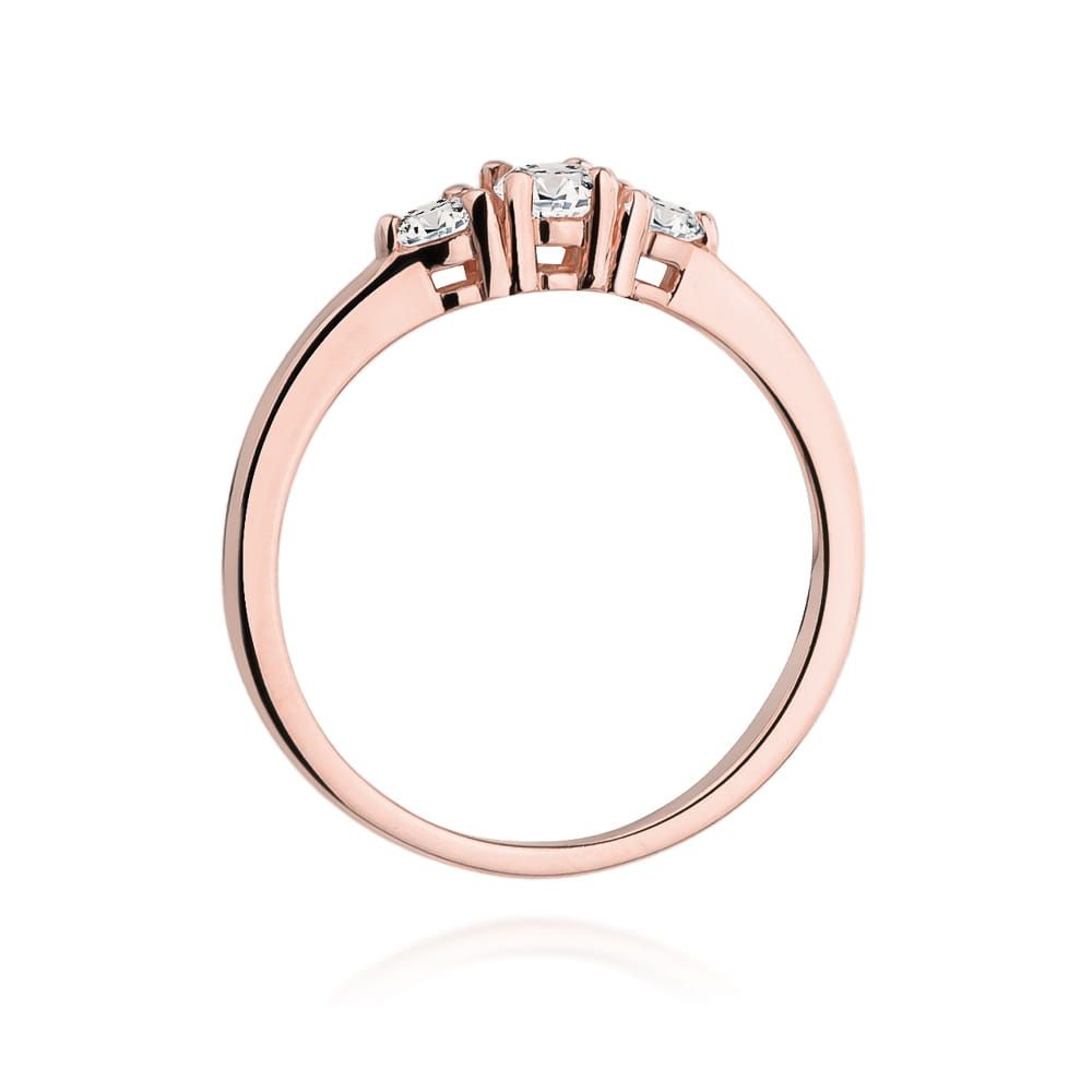 Pierścionek z brylantami 0,33 ct, różowe złoto 585