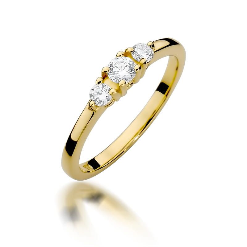 Pierścionek z brylantami 0,33 ct, żółte złoto 585