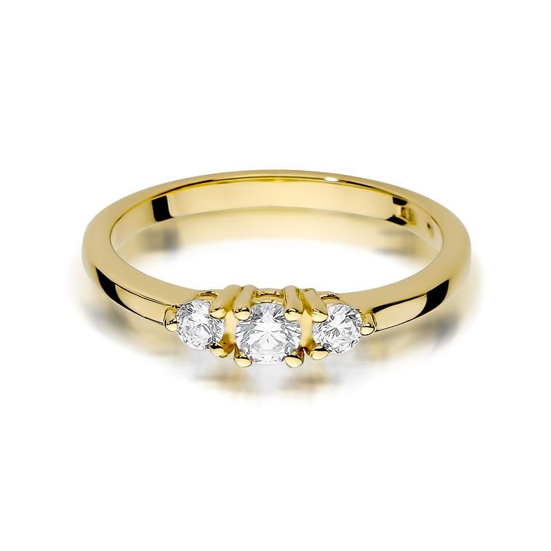 Pierścionek z brylantami 0,33 ct, żółte złoto 585