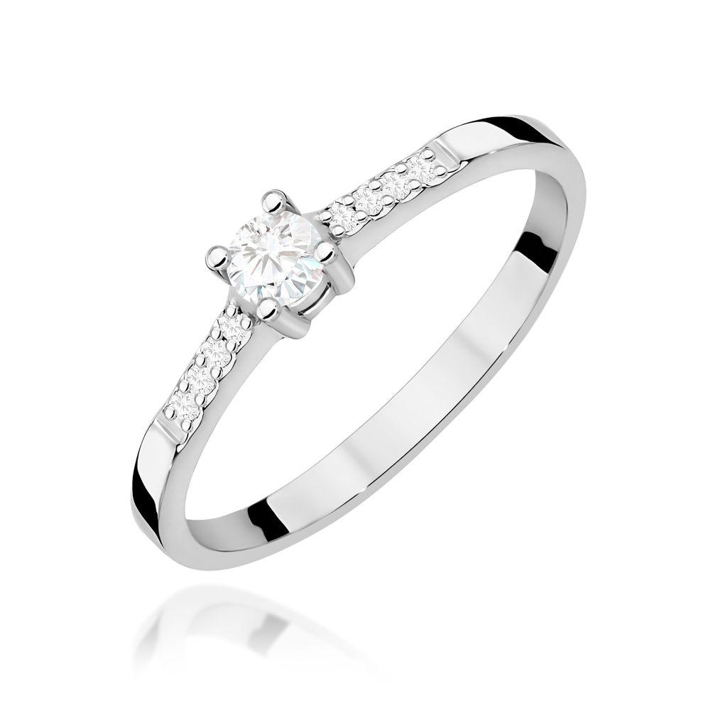 Pierścionek z brylantami 0,22 ct, białe złoto 585