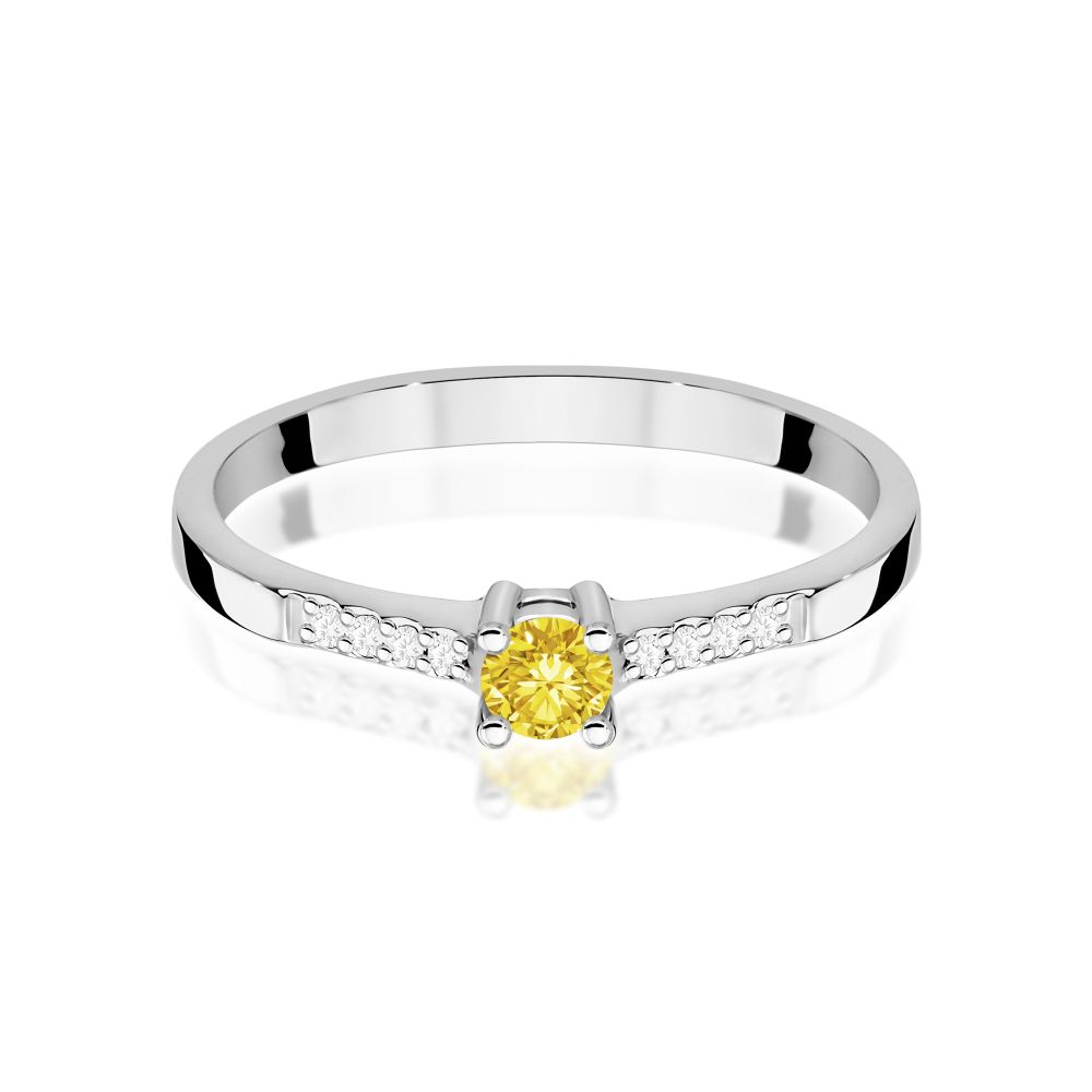 Pierścionek z żółtym diamentem laboratoryjnym 0,22 ct, białe złoto 585