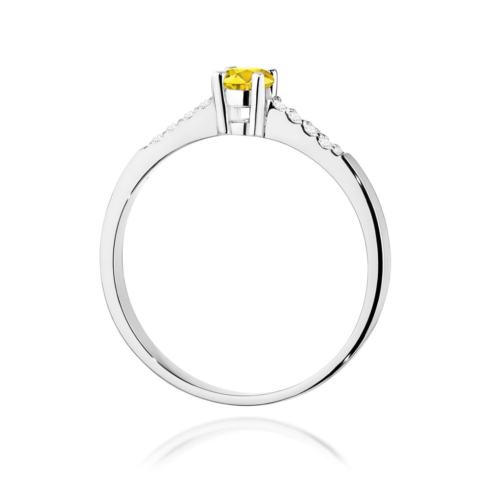 Pierścionek z żółtym diamentem laboratoryjnym 0,22 ct, białe złoto 585