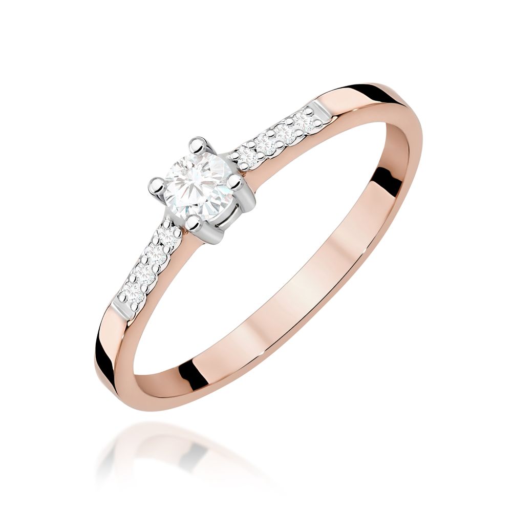 Pierścionek z brylantami 0,22 ct, różowe złoto 585