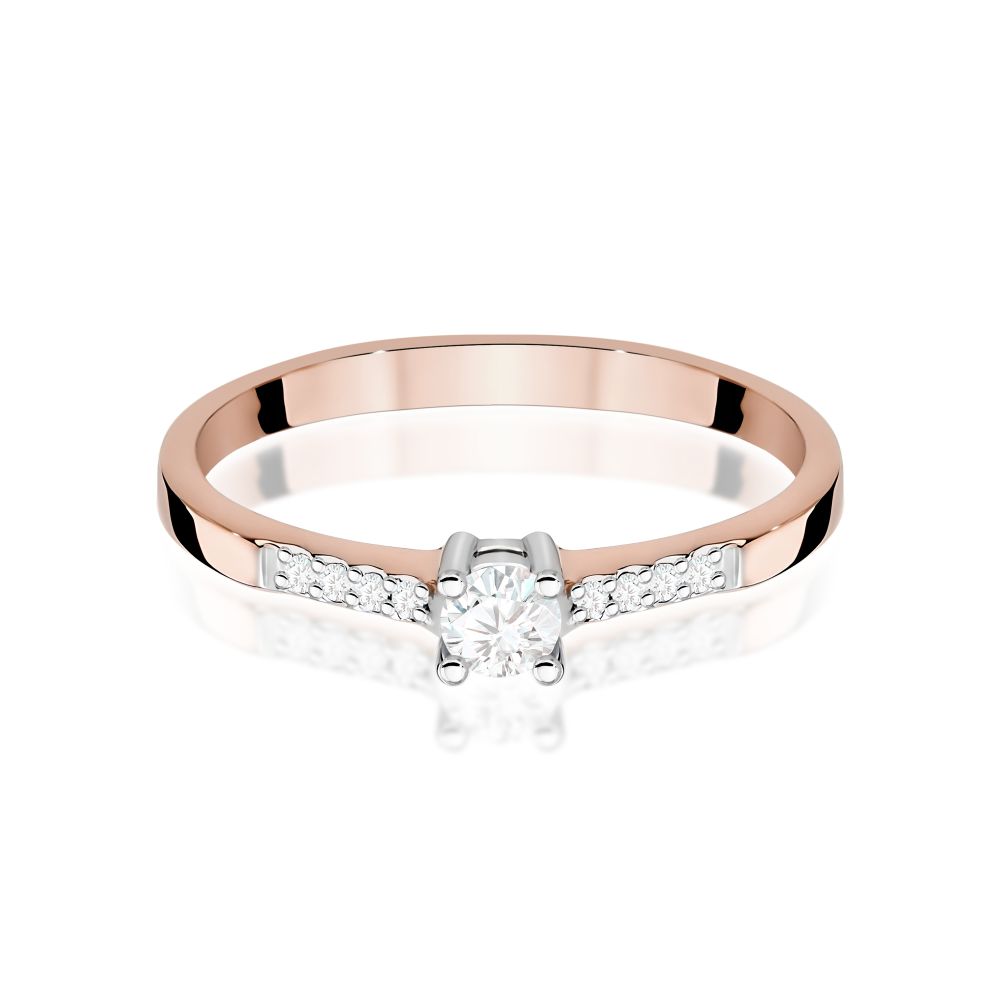 Pierścionek z brylantami 0,22 ct, różowe złoto 585