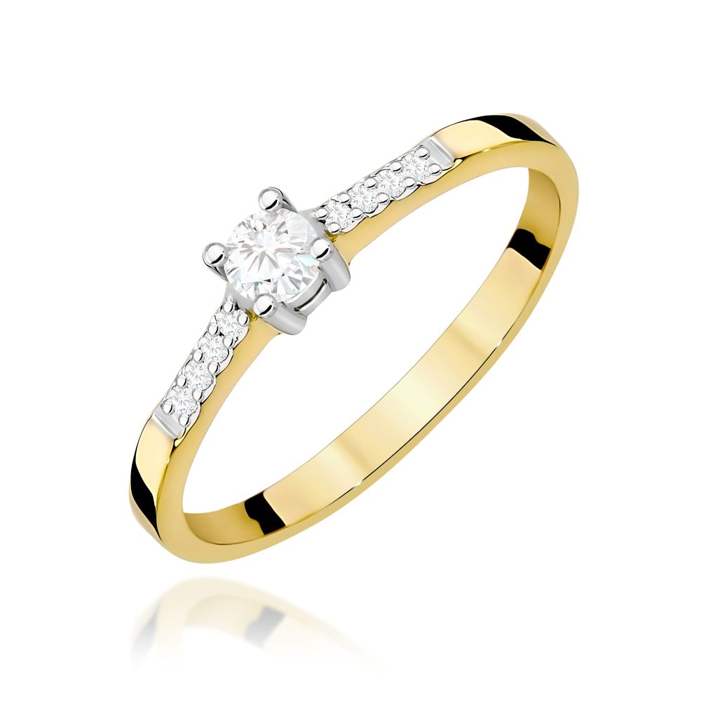 Pierścionek z brylantami 0,22 ct, żółte złoto 585