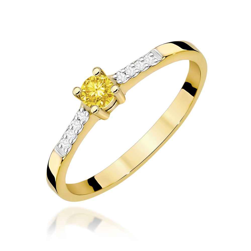 Pierścionek z żółtym diamentem laboratoryjnym 0,22 ct, żółte złoto 585