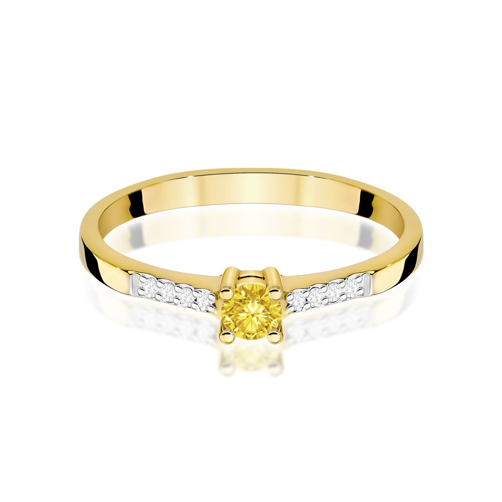 Pierścionek z żółtym diamentem laboratoryjnym 0,22 ct, żółte złoto 585