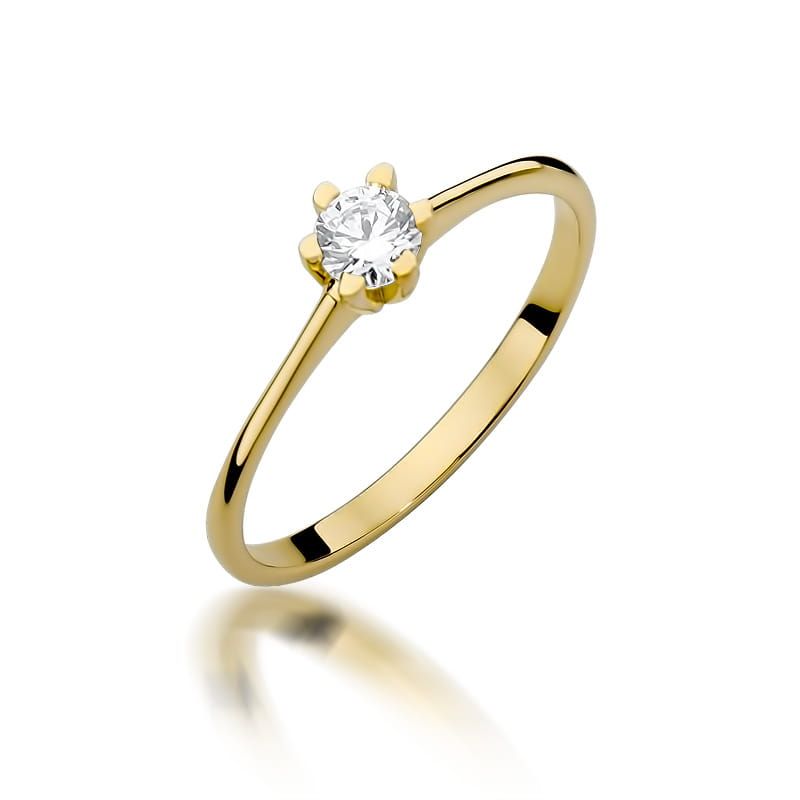 Pierścionek zaręczynowy z brylantem 0,23 ct, żółte złoto 585