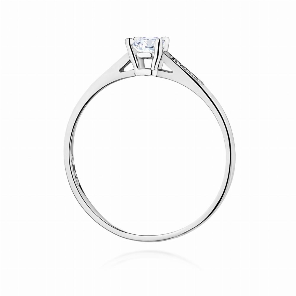 Pierścionek z diamentem laboratoryjnym 0,21 ct, białe złoto 585