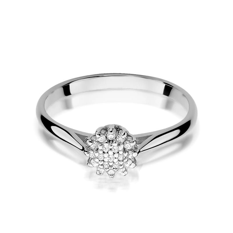 Pierścionek z brylantami 0,10 ct, białe złoto 585