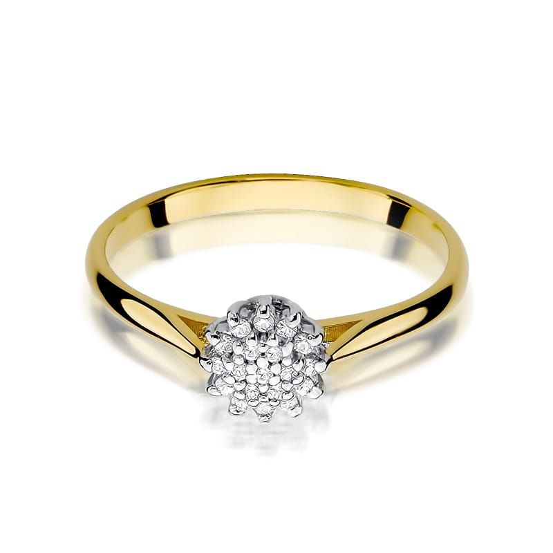 Pierścionek z brylantami 0,10 ct, żółte złoto 585
