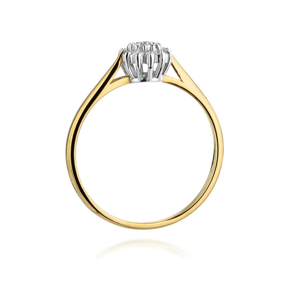 Pierścionek z brylantami 0,10 ct, żółte złoto 585