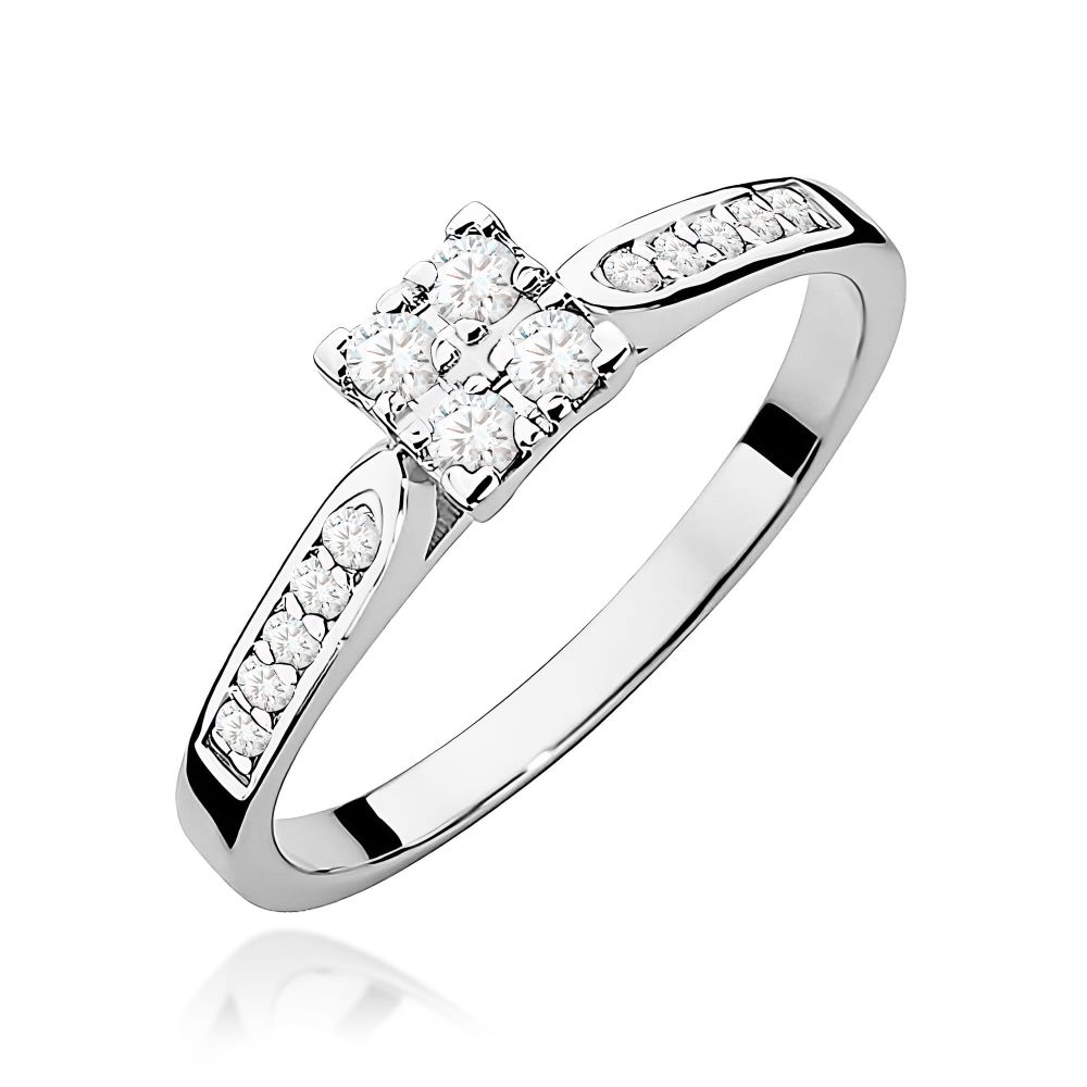 Pierścionek z brylantami 0,17 ct, białe złoto 585
