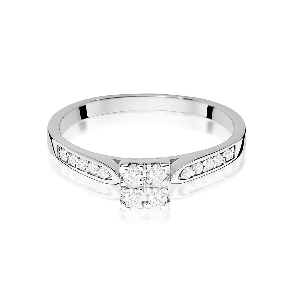 Pierścionek z brylantami 0,17 ct, białe złoto 585