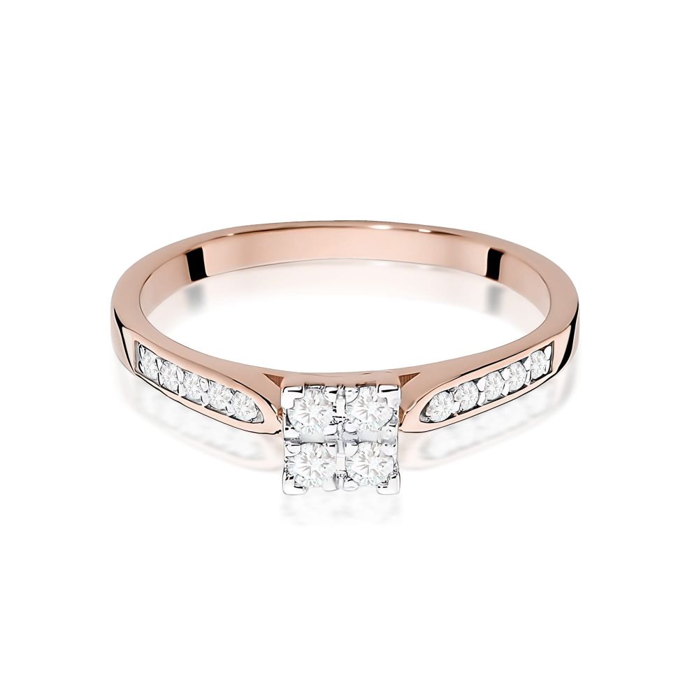 Pierścionek z brylantami 0,17 ct, różowe złoto 585