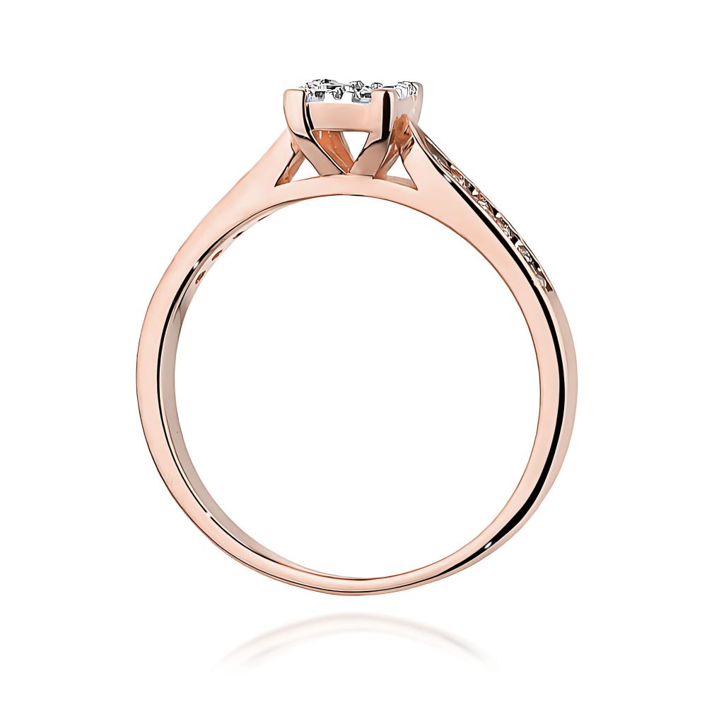 Pierścionek z brylantami 0,17 ct, różowe złoto 585