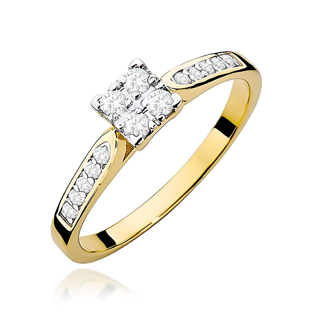 Pierścionek z brylantami 0,17 ct, żółte złoto 585