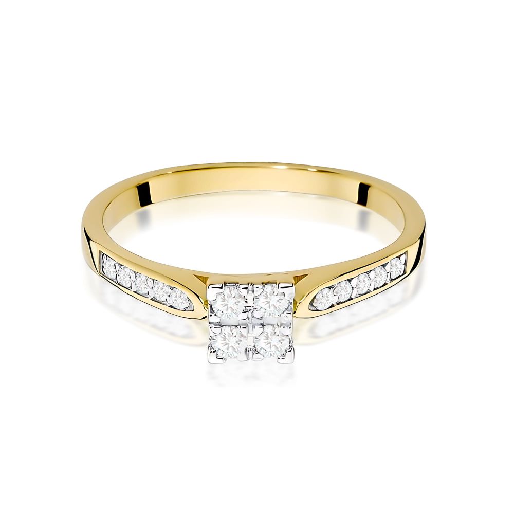 Pierścionek z brylantami 0,17 ct, żółte złoto 585