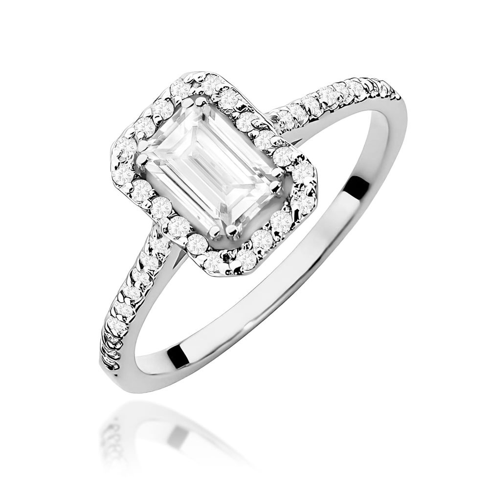 Pierścionek z diamentem laboratoryjnym 0,79 ct, białe złoto 585