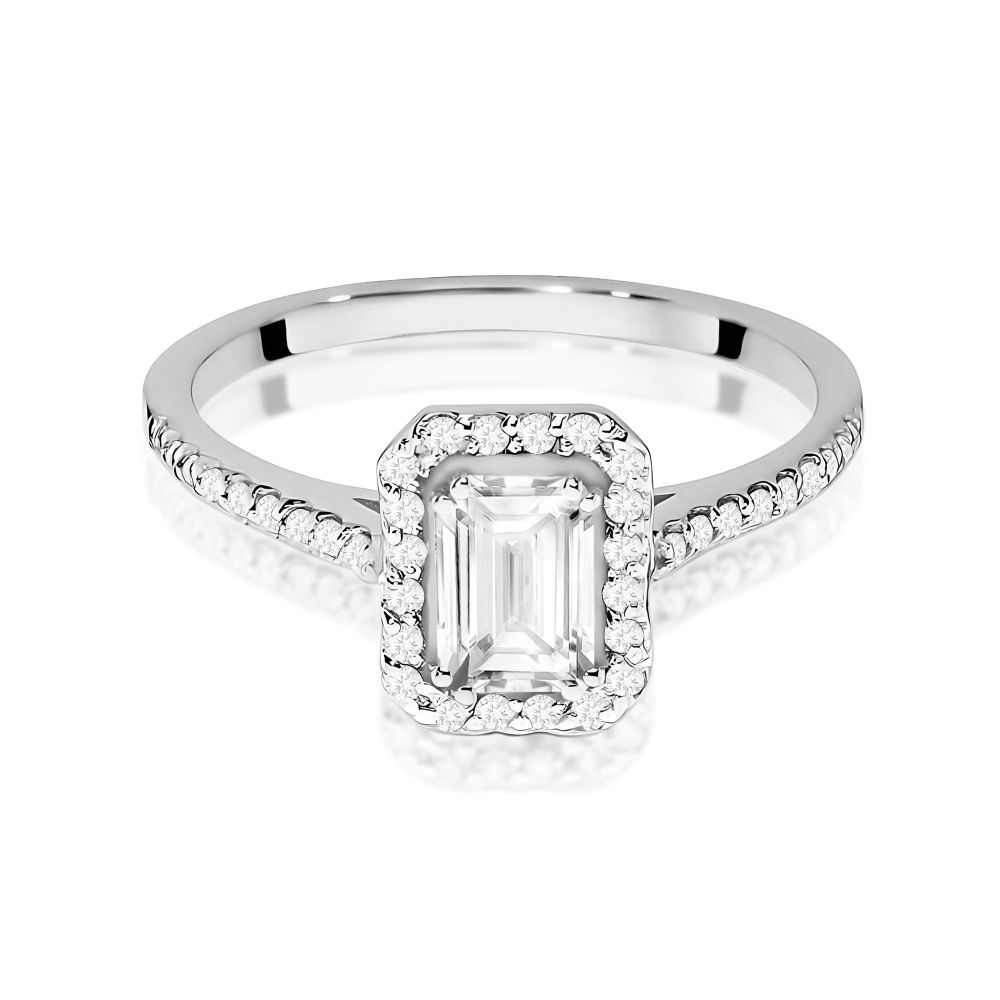Pierścionek z diamentem laboratoryjnym 0,79 ct, białe złoto 585
