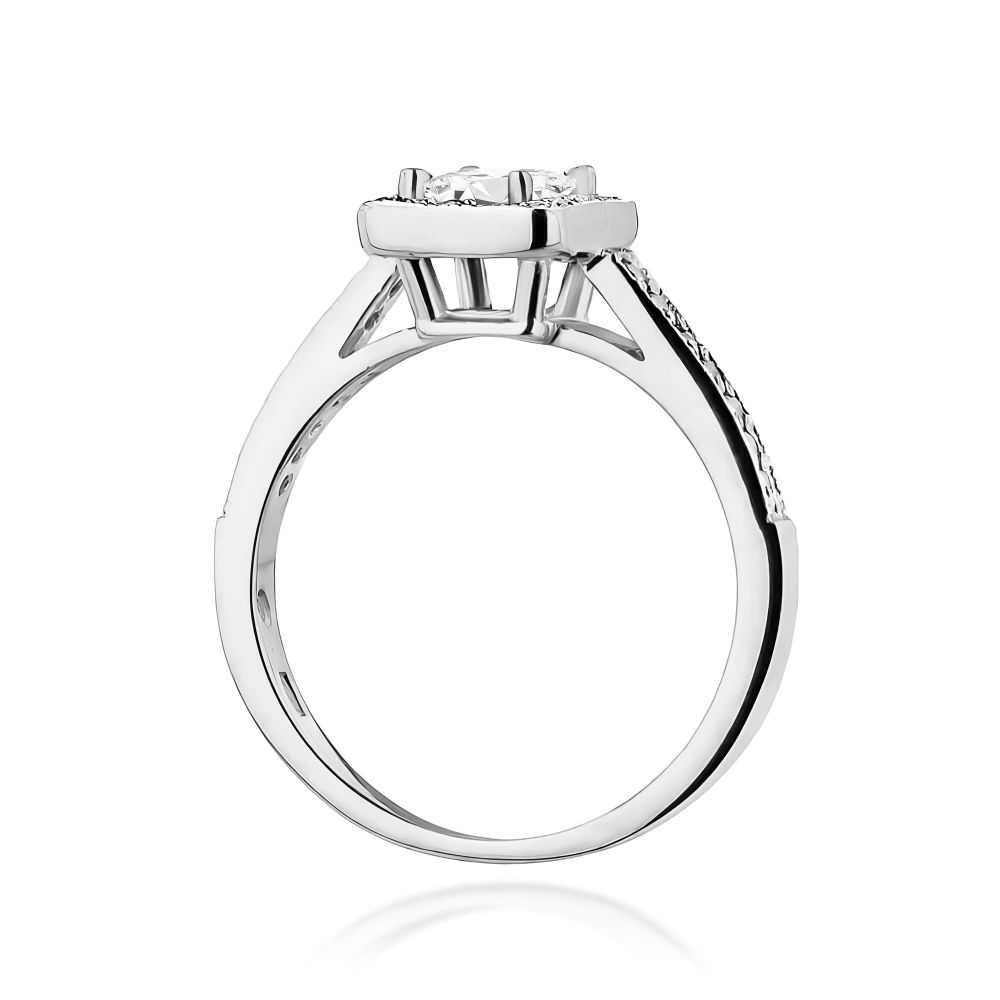 Pierścionek z diamentem laboratoryjnym 0,79 ct, białe złoto 585
