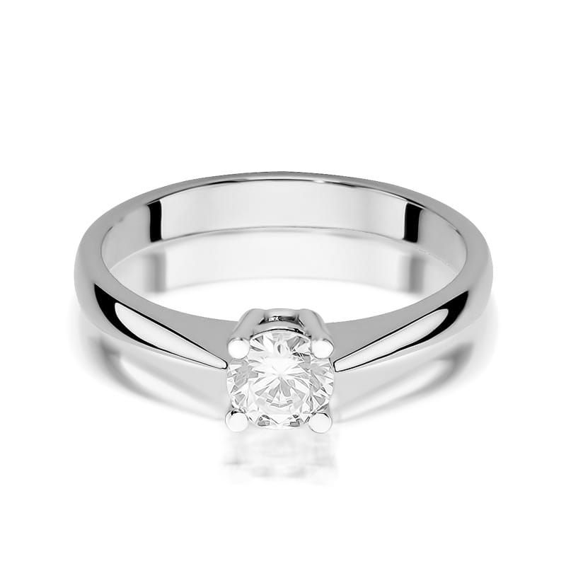 Pierścionek zaręczynowy z brylantem 0,50 ct, białe złoto 585