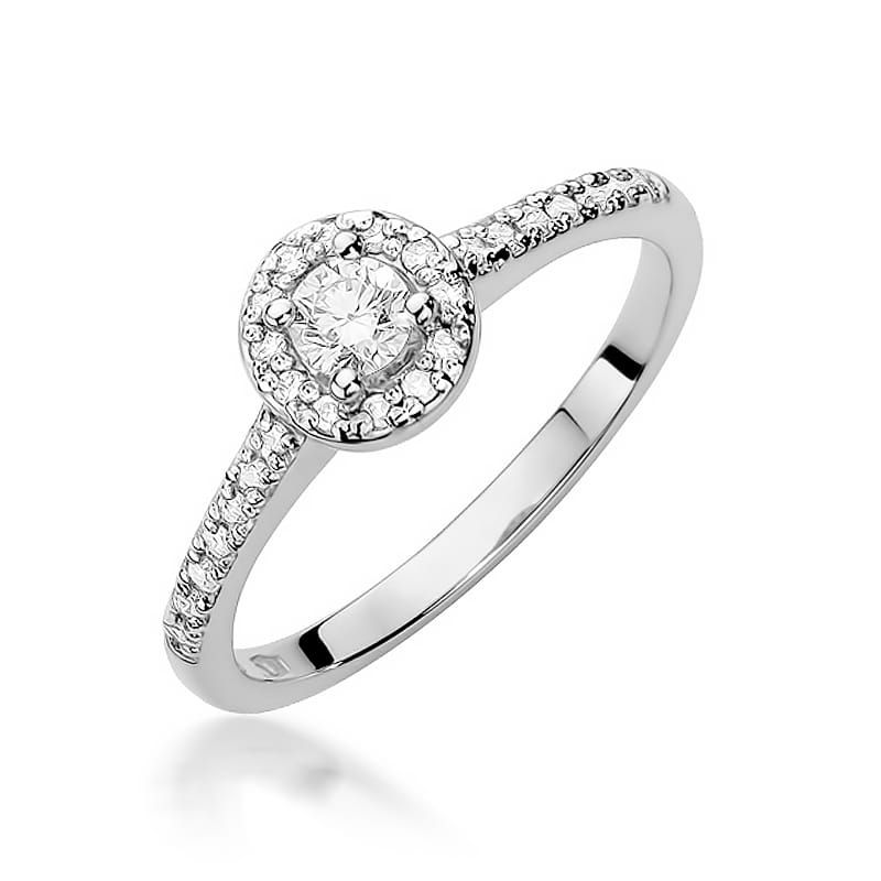 Pierścionek z brylantami 0,28 ct, białe złoto 585