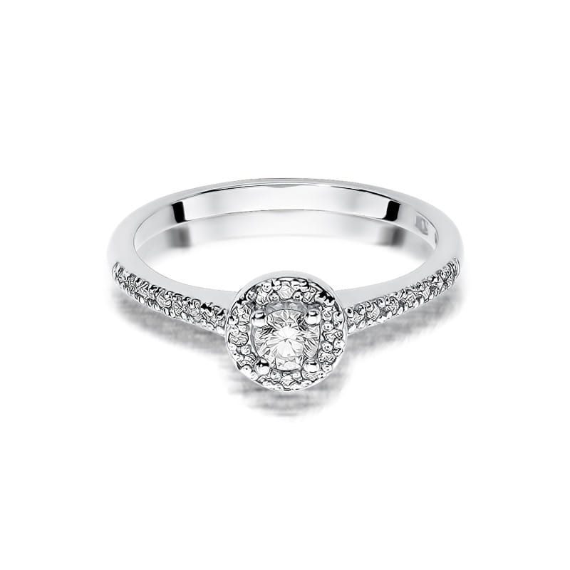 Pierścionek z brylantami 0,28 ct, białe złoto 585