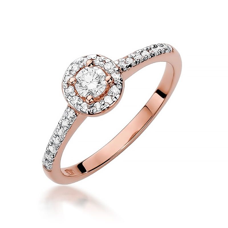 Pierścionek z brylantami 0,28 ct, różowe złoto 585