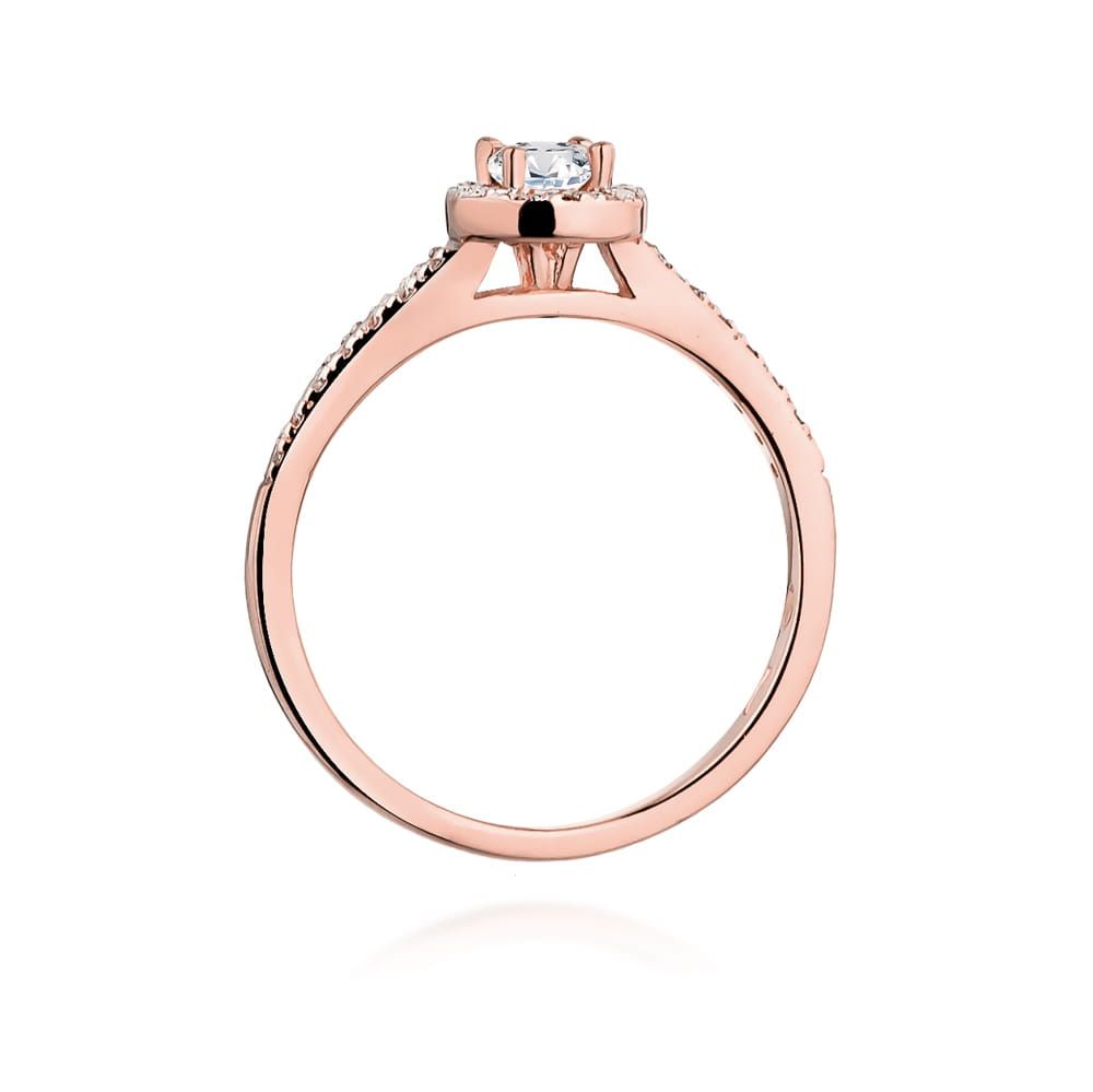 Pierścionek z brylantami 0,28 ct, różowe złoto 585