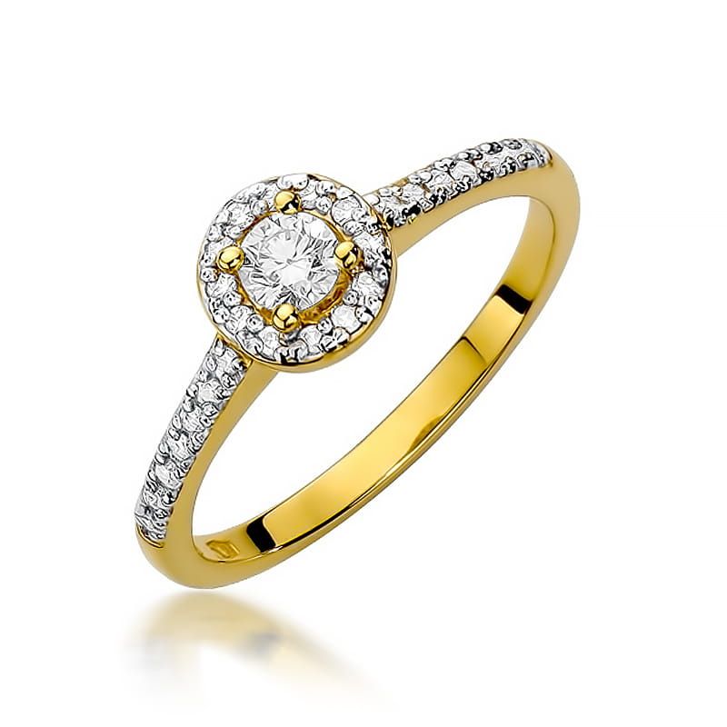 Pierścionek z brylantami 0,28 ct, żółte złoto 585