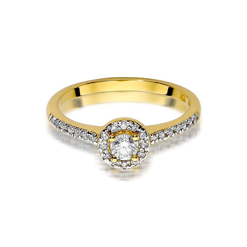 Pierścionek z brylantami 0,28 ct, żółte złoto 585