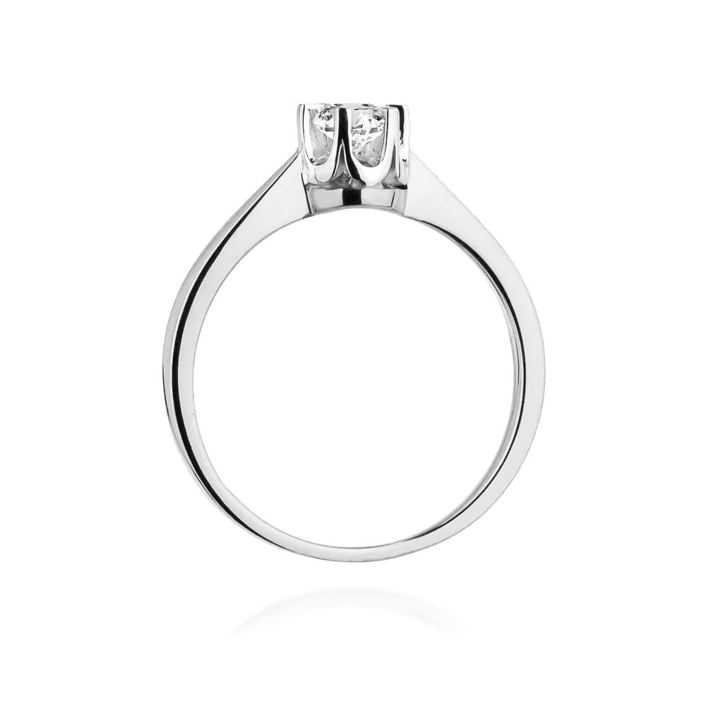 Pierścionek zaręczynowy z brylantem 0,25 ct, białe złoto 585