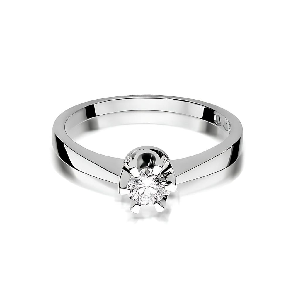 Pierścionek z diamentem laboratoryjnym 0,25 ct, białe złoto 585