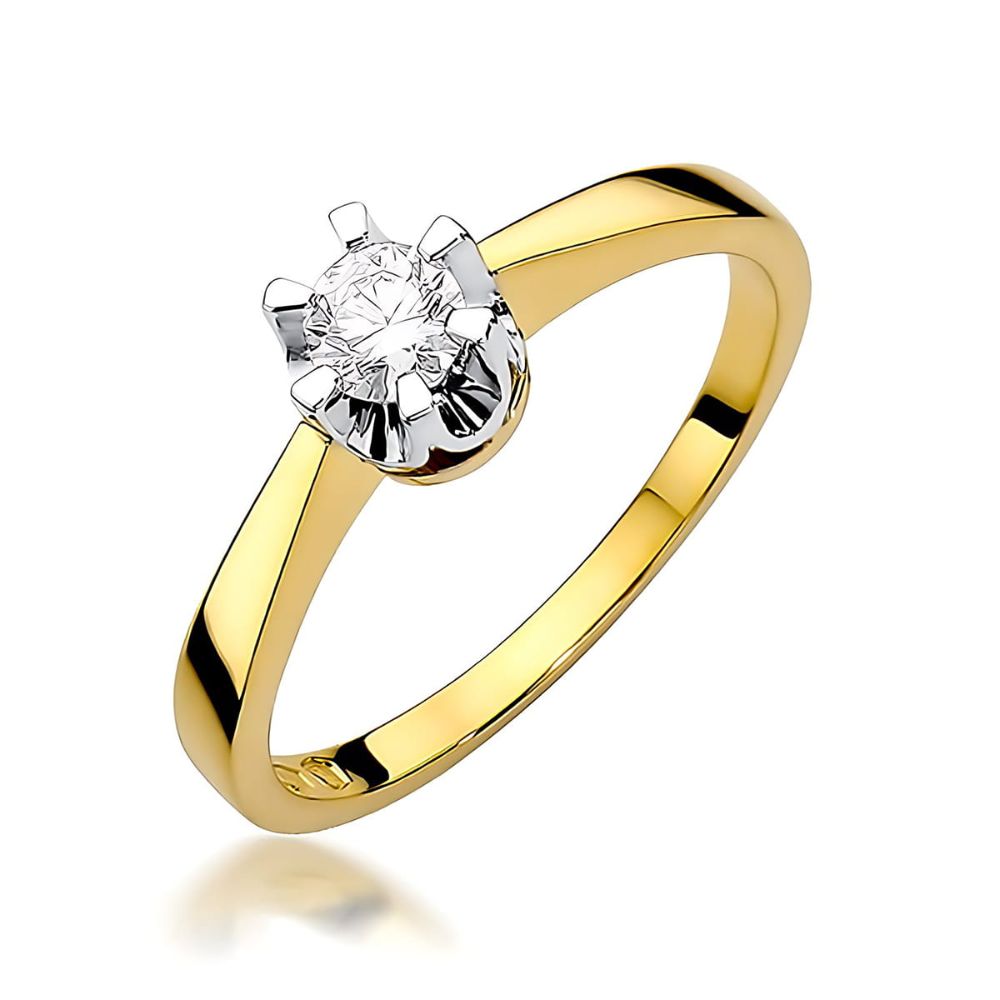 Pierścionek z diamentem laboratoryjnym 0,25 ct, żółte złoto 585