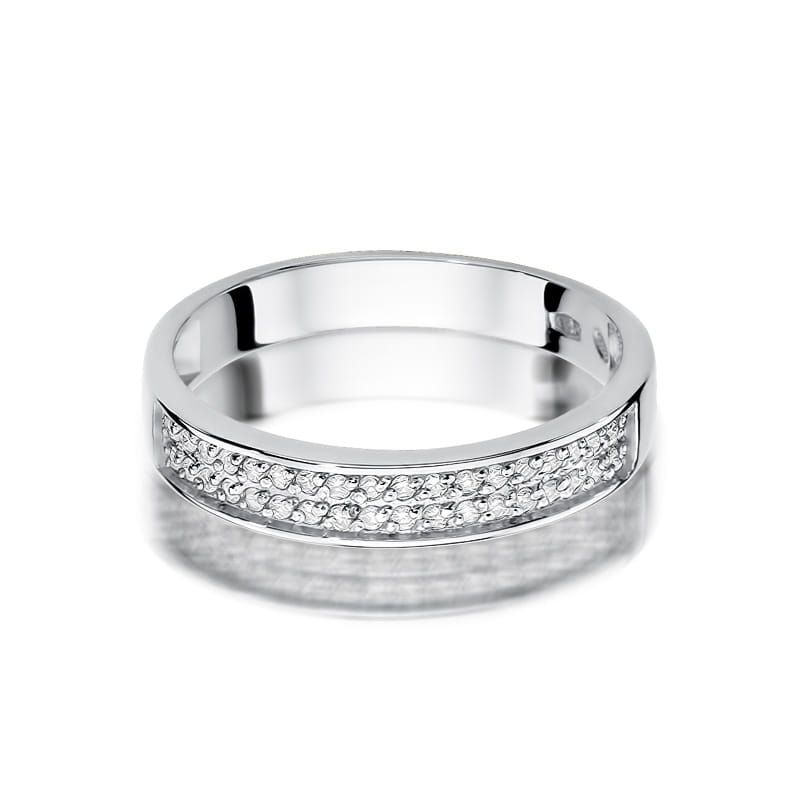 Pierścionek z brylantami 0,18 ct, białe złoto 585