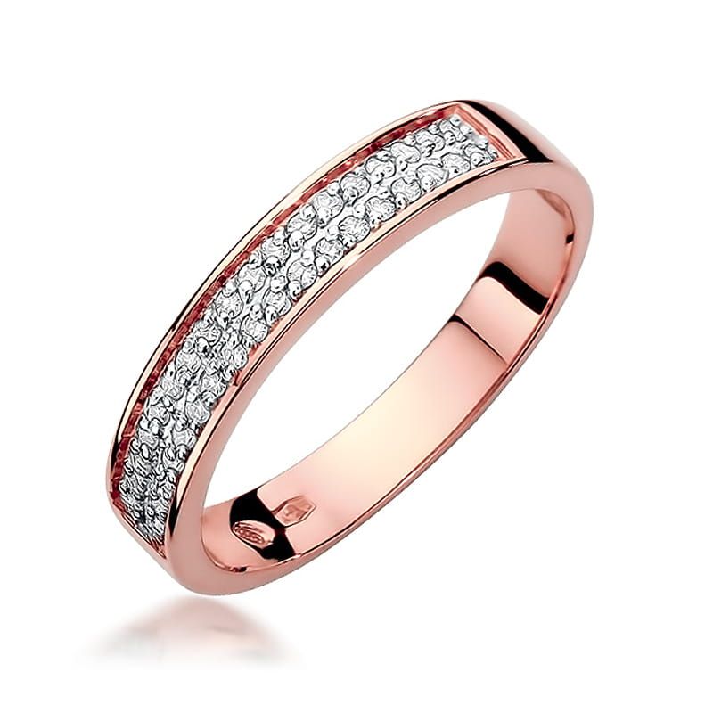 Pierścionek z brylantami 0,18 ct, różowe złoto 585