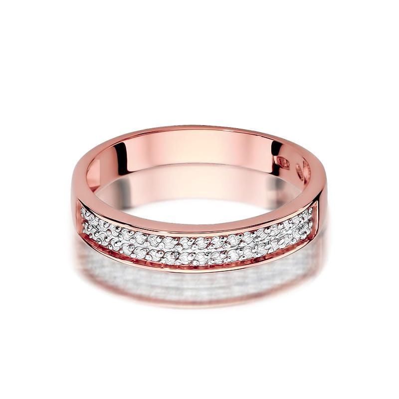 Pierścionek z brylantami 0,18 ct, różowe złoto 585