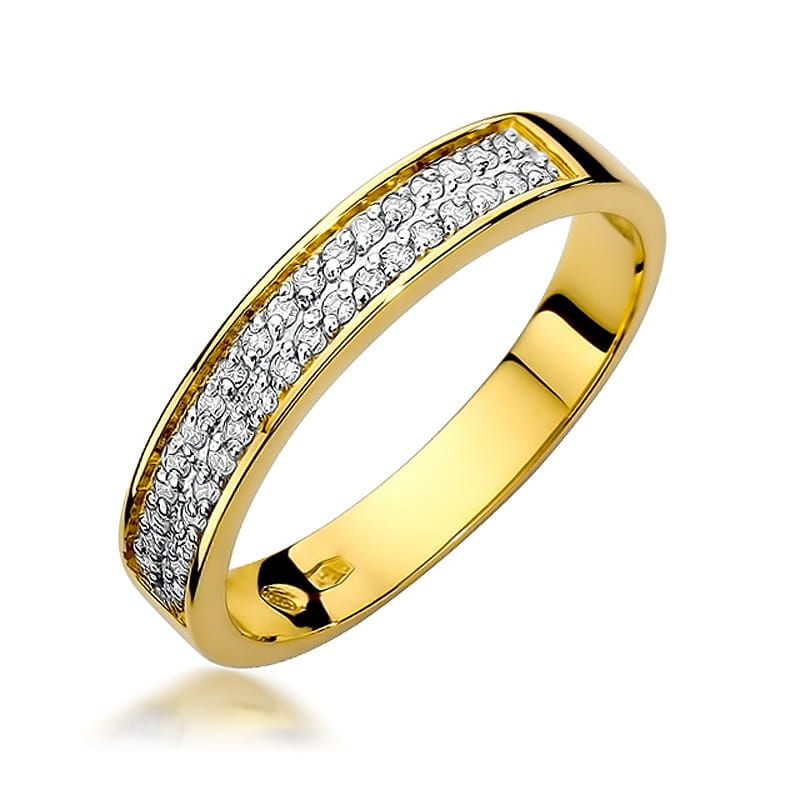 Pierścionek z brylantami 0,18 ct, żółte złoto 585